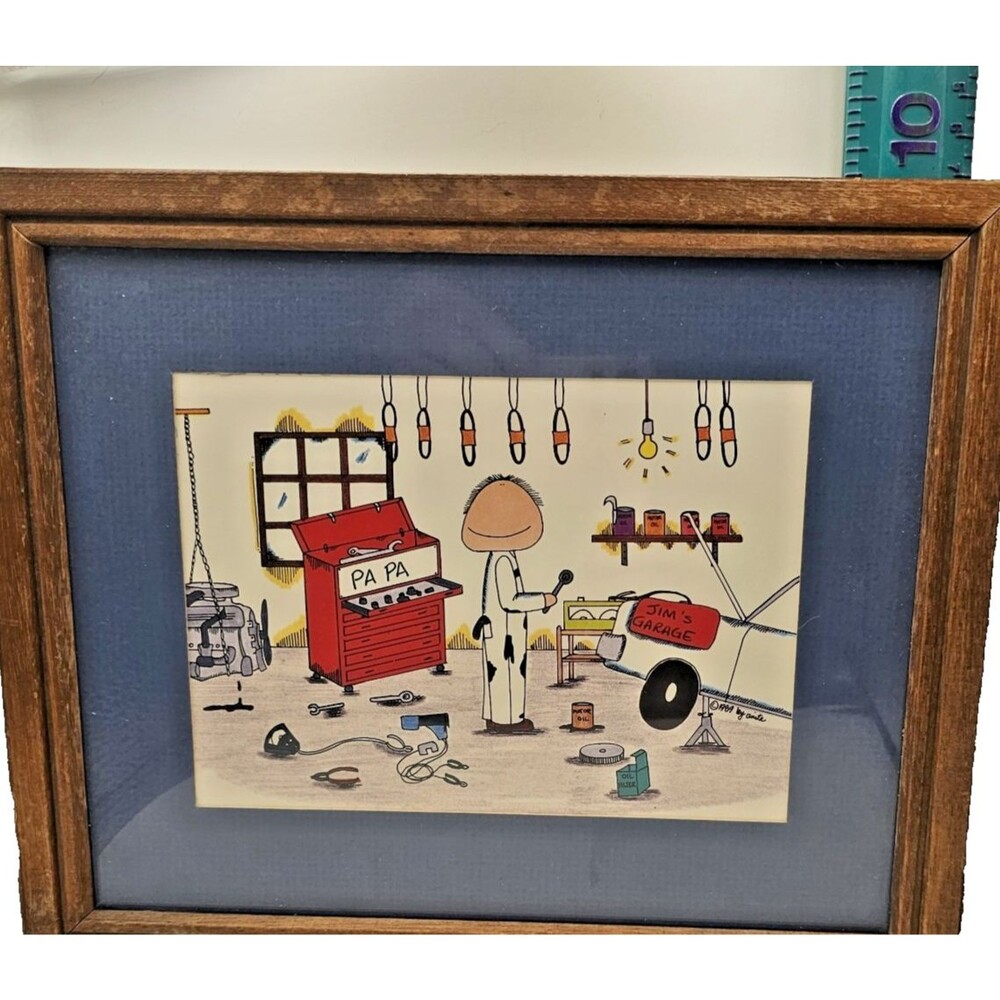 Vintage Jim's Garage With "PaPa" On Tool Chest Framed Art by Sig Anita Massimin
